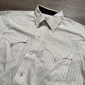 Vintage H Bar C Shirt 16 34‎ Mens Pearl Snap Ranchwear Cowboy Rodeo USA Made